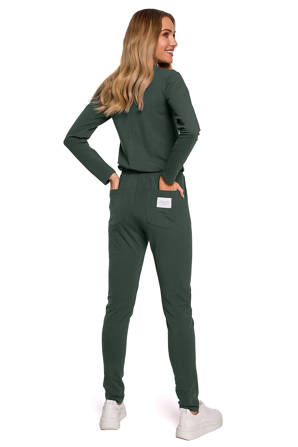 Jumpsuit - Moe til dame fra MS StyleHaven, laget av Elastan-1, farge beige, størrelse XL, med long ermer, perfekt til casual; dress