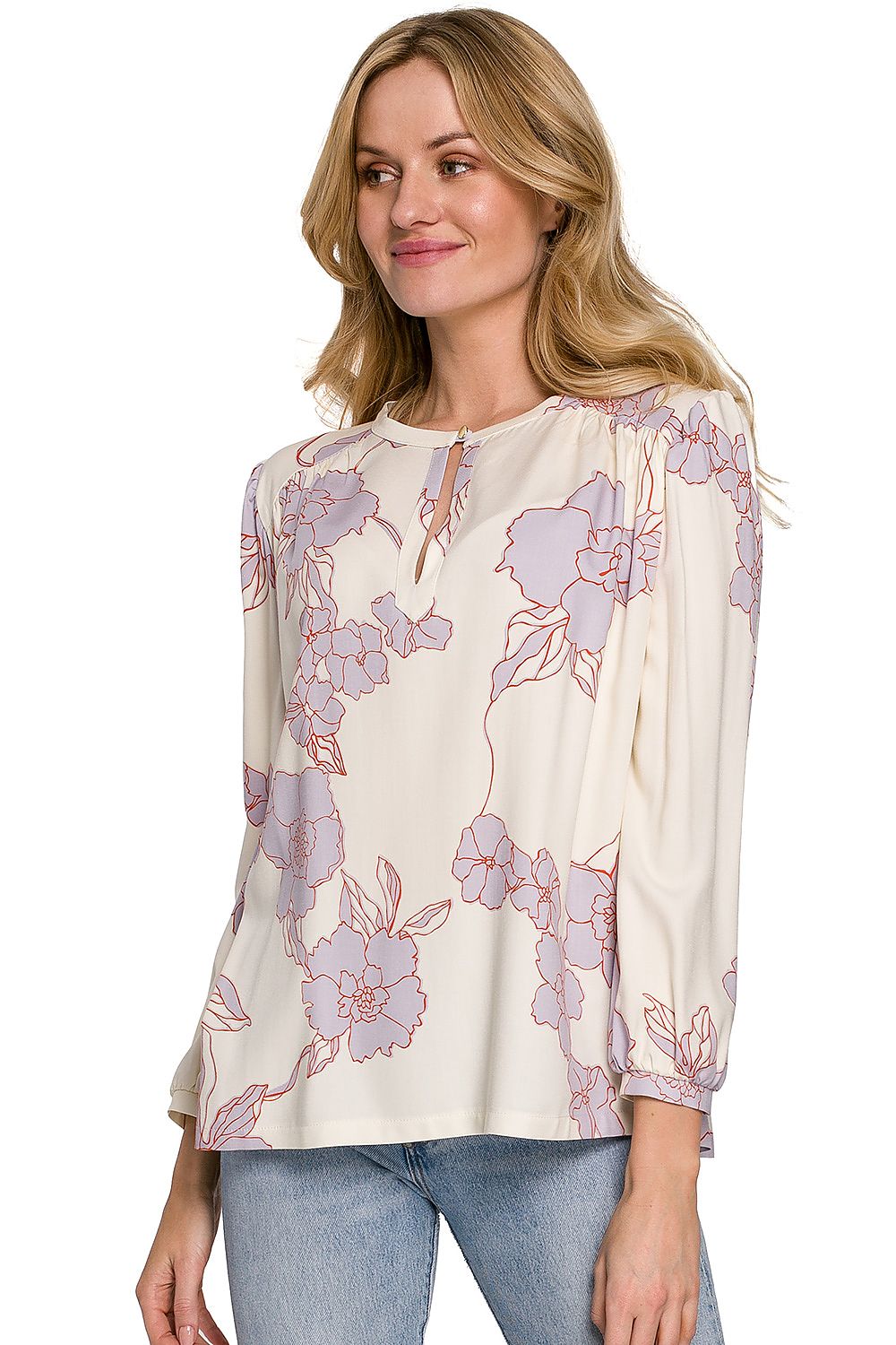 Bluse Makover til dame fra MS StyleHaven, laget av Viskose, farge Flerfarget, størrelse S/M, med lang ermer