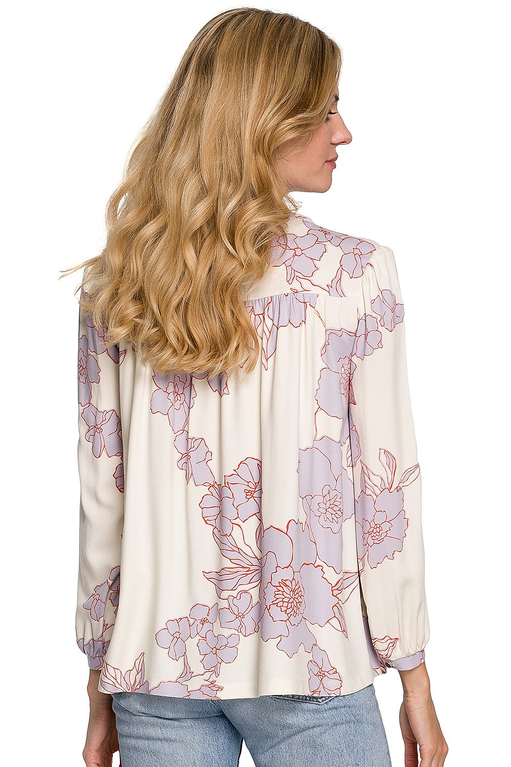 Bluse Makover til dame fra MS StyleHaven, laget av Viskose, farge Flerfarget, størrelse 2XL/3XL, med lang ermer
