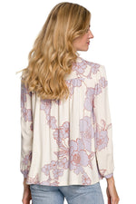 Bluse Makover til dame fra MS StyleHaven, laget av Viskose, farge Flerfarget, størrelse 2XL/3XL, med lang ermer