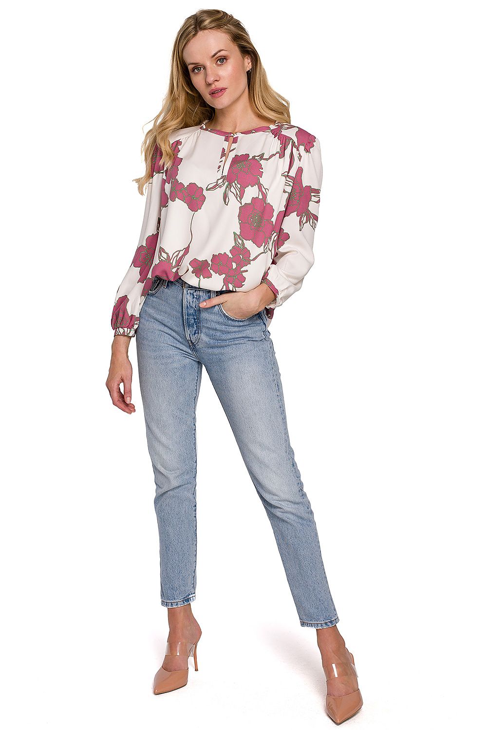 Bluse Makover til dame fra MS StyleHaven, laget av Viskose, farge Flerfarget, størrelse L/XL, med lang ermer