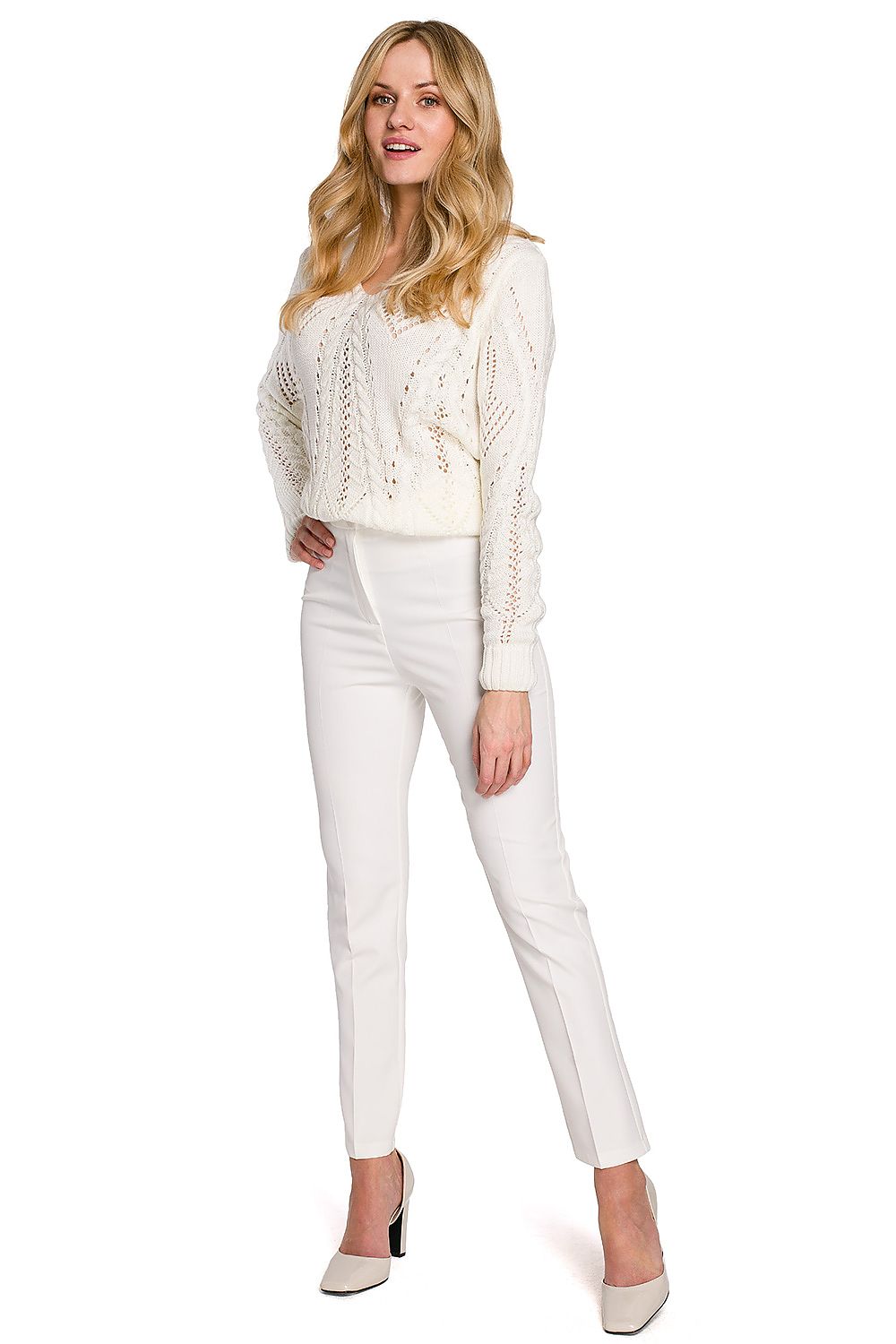 Damebukser Makover til dame fra MS StyleHaven, laget av polyester; Elastan, farge beige, størrelse s, med long ermer, bukselengde long