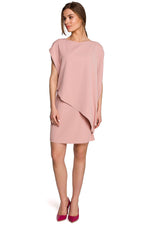 Dagkjole Stylove til dame fra MS StyleHaven, laget av polyester; Elastan-1, farge Rosa, størrelse s, med short; cap ermer, knee-1 lengde, kjolestil shift; sheath, perfekt til dress