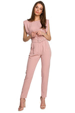 Jumpsuit Stylove til dame fra MS StyleHaven, laget av polyester; Elastan-1, farge Rosa, størrelse s, med cap; short ermer, perfekt til dress