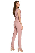 Jumpsuit Stylove til dame fra MS StyleHaven, laget av polyester; Elastan-1, farge Rosa, størrelse M, med cap; short ermer, perfekt til dress