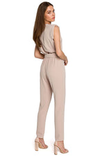 Jumpsuit Stylove til dame fra MS StyleHaven, laget av polyester; Elastan-1, farge Grønn, størrelse XXL, med cap; short ermer, perfekt til dress