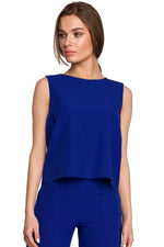 Bluse Stylove til dame fra MS StyleHaven, laget av polyester; Viskose, farge Blå, størrelse s, med short; sleeveless ermer, perfekt til dress