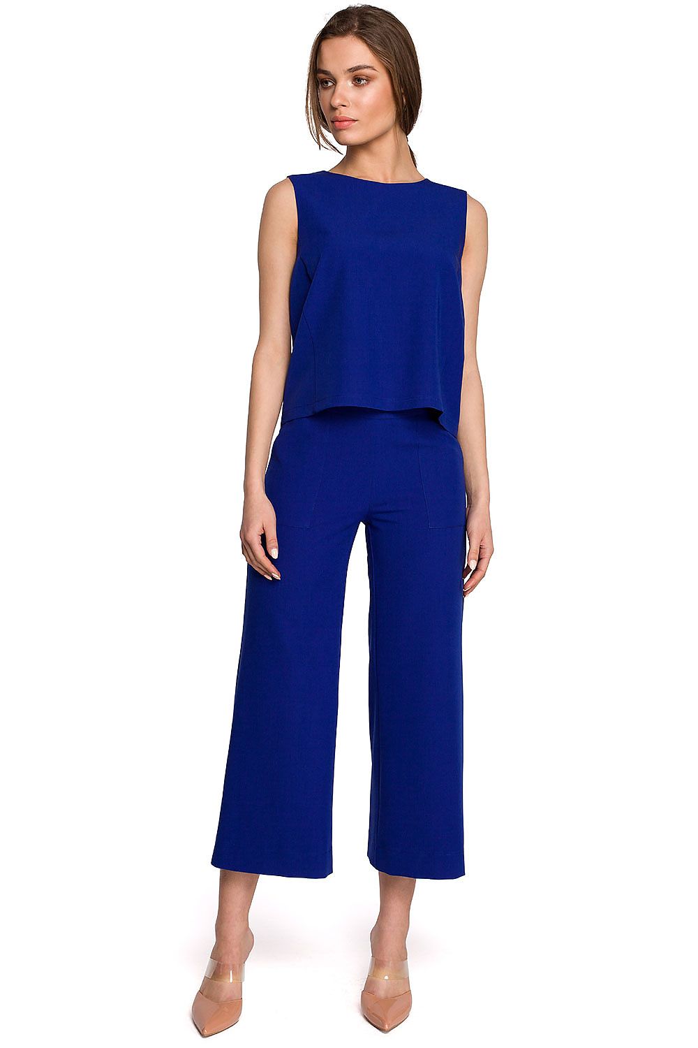 Bluse Stylove til dame fra MS StyleHaven, laget av polyester; Viskose, farge Blå, størrelse M, med short; sleeveless ermer, perfekt til dress