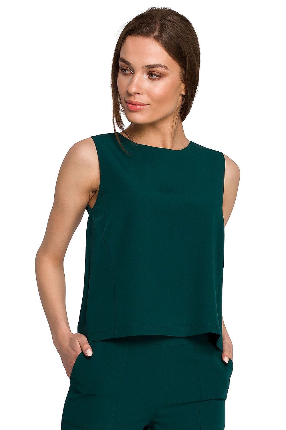 Bluse Stylove til dame fra MS StyleHaven, laget av polyester; Viskose, farge Blå, størrelse XL, med short; sleeveless ermer, perfekt til dress