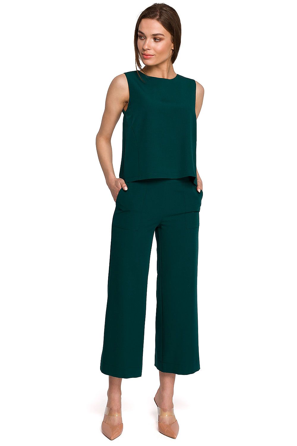 Bluse Stylove til dame fra MS StyleHaven, laget av polyester; Viskose, farge Blå, størrelse XXL, med short; sleeveless ermer, perfekt til dress