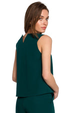 Bluse Stylove til dame fra MS StyleHaven, laget av polyester; Viskose, farge Grønn, størrelse s, med short; sleeveless ermer, perfekt til dress