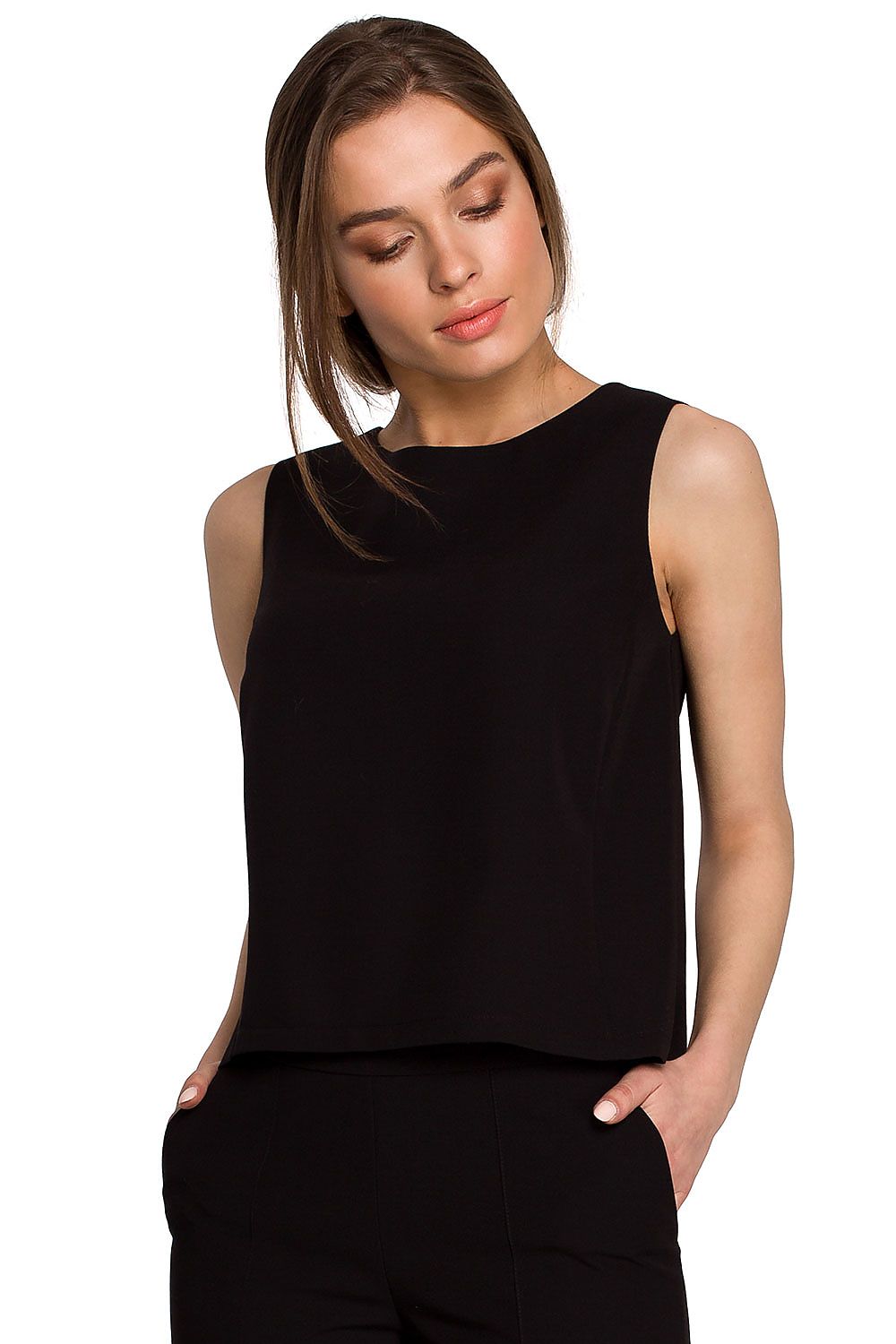 Bluse Stylove til dame fra MS StyleHaven, laget av polyester; Viskose, farge Grønn, størrelse M, med short; sleeveless ermer, perfekt til dress