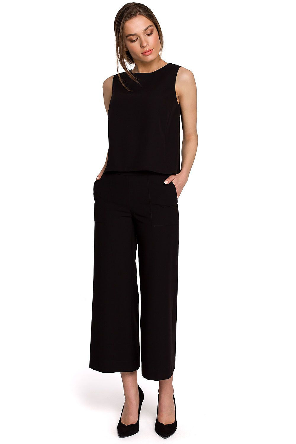 Bluse Stylove til dame fra MS StyleHaven, laget av polyester; Viskose, farge Grønn, størrelse L, med short; sleeveless ermer, perfekt til dress