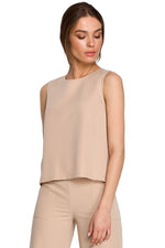Bluse Stylove til dame fra MS StyleHaven, laget av polyester; Viskose, farge Grønn, størrelse XXL, med short; sleeveless ermer, perfekt til dress