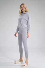 Lange leggings - Figl til dame fra MS StyleHaven, laget av Viskose; Elastan, farge Grå, størrelse M, med 45720 ermer, perfekt til casual