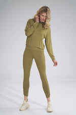 Lange leggings - Figl til dame fra MS StyleHaven, laget av Viskose; Elastan, farge Grønn, størrelse L, med 45720 ermer, perfekt til casual