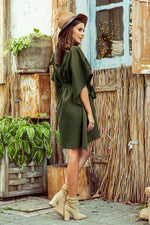 Sofia Day kjole til dame fra MS StyleHaven, laget av polyester, farge Rosa 2, størrelse 2XL/3XL, med short ermer, perfekt til casual; dress