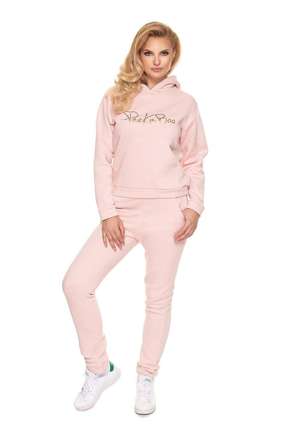 Koselig logo sweatset - PeeKaBoo til dame fra MS StyleHaven, laget av Bomull; Elastan, farge Rosa, størrelse S/M, med long ermer, perfekt til casual; dress