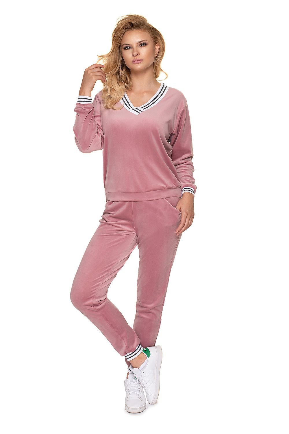 Luxe velour treningsdress fra PeeKaBoo til dame fra MS StyleHaven, laget av polyester; Velur, farge Rosa, størrelse S/M, med long ermer, perfekt til casual; dress