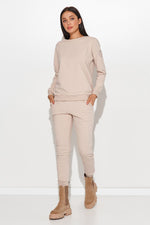 Sett Numinou til dame fra MS StyleHaven, laget av Bomull, farge beige, størrelse 36/38, med sleeveless ermer, perfekt til casual; dress