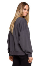 Multifunksjonell  Sweatshirt - Moe til dame fra MS StyleHaven, laget av Bomull; polyester, farge Grå, størrelse 2XL/3XL, med long ermer, perfekt til dress