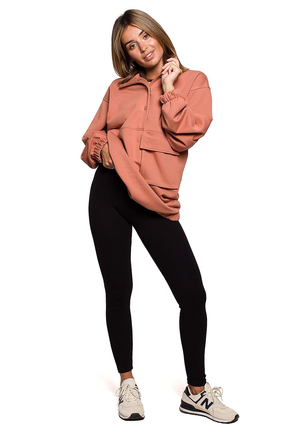 Leggings BeWear til dame fra MS StyleHaven, laget av Bomull, farge Brun, størrelse L, med long ermer, perfekt til dress