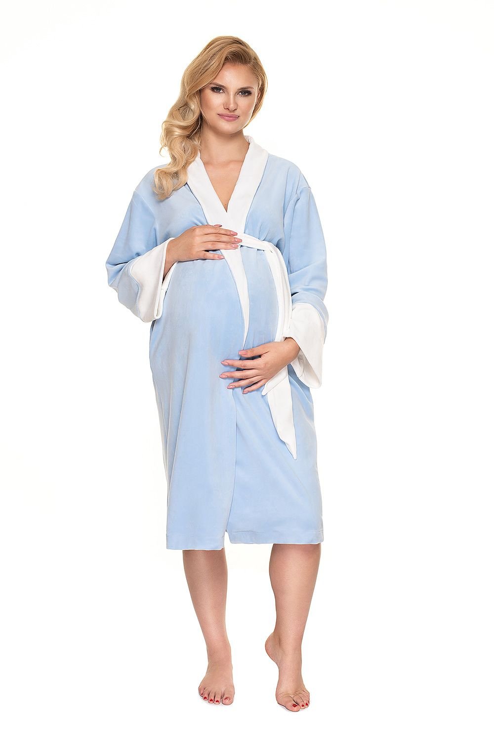 Velour Comfort Robe fra PeeKaBoo til dame fra MS StyleHaven, laget av polyester; Velur, farge Blå, størrelse L/XL, med long ermer, perfekt til casual; dress