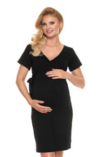 Graceful wrap gravidkjole fra PeeKaBoo til dame fra MS StyleHaven, laget av Elastan; Viskose, farge Svart, størrelse S/M, med cap; short ermer, knee-1; mini; midi lengde, kjolestil other; tank; flared; babydoll; empire-waist; wrap, perfekt til casual; dress