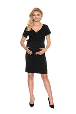 Graceful wrap gravidkjole fra PeeKaBoo til dame fra MS StyleHaven, laget av Elastan; Viskose, farge Svart, størrelse L/XL, med cap; short ermer, perfekt til casual; dress