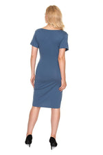 Graceful wrap gravidkjole fra PeeKaBoo til dame fra MS StyleHaven, laget av Elastan; Viskose, farge Blå, størrelse L/XL, med cap; short ermer, perfekt til casual; dress