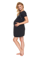 Dreamy Care Nattskjorte fra PeeKaBoo til dame fra MS StyleHaven, laget av Elastan; Bomull, farge Marineblå, størrelse L/XL, med short; cap ermer, perfekt til casual; dress