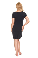 Dreamy Care Nattskjorte fra PeeKaBoo til dame fra MS StyleHaven, laget av Elastan; Bomull, farge Marineblå, størrelse L/XL, med short; cap ermer, perfekt til casual; dress