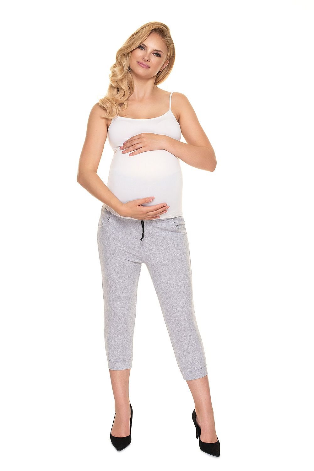 Relaxed Comfort Crops fra PeeKaBoo til dame fra MS StyleHaven, laget av Elastan; Bomull, farge Grå, størrelse S/M, med 3-4; long ermer, bukselengde capri; cropped, perfekt til casual; dress