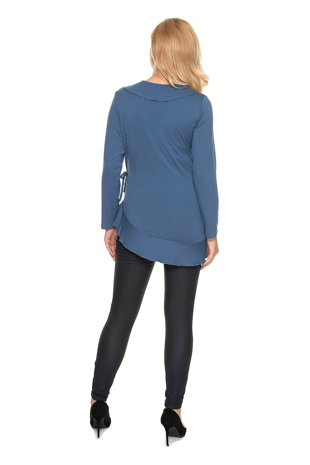 Frill & Grace Bluse fra PeeKaBoo til dame fra MS StyleHaven, laget av Viskose; Elastan, farge Blå, størrelse L/XL, med 3-4; long ermer, perfekt til casual; dress