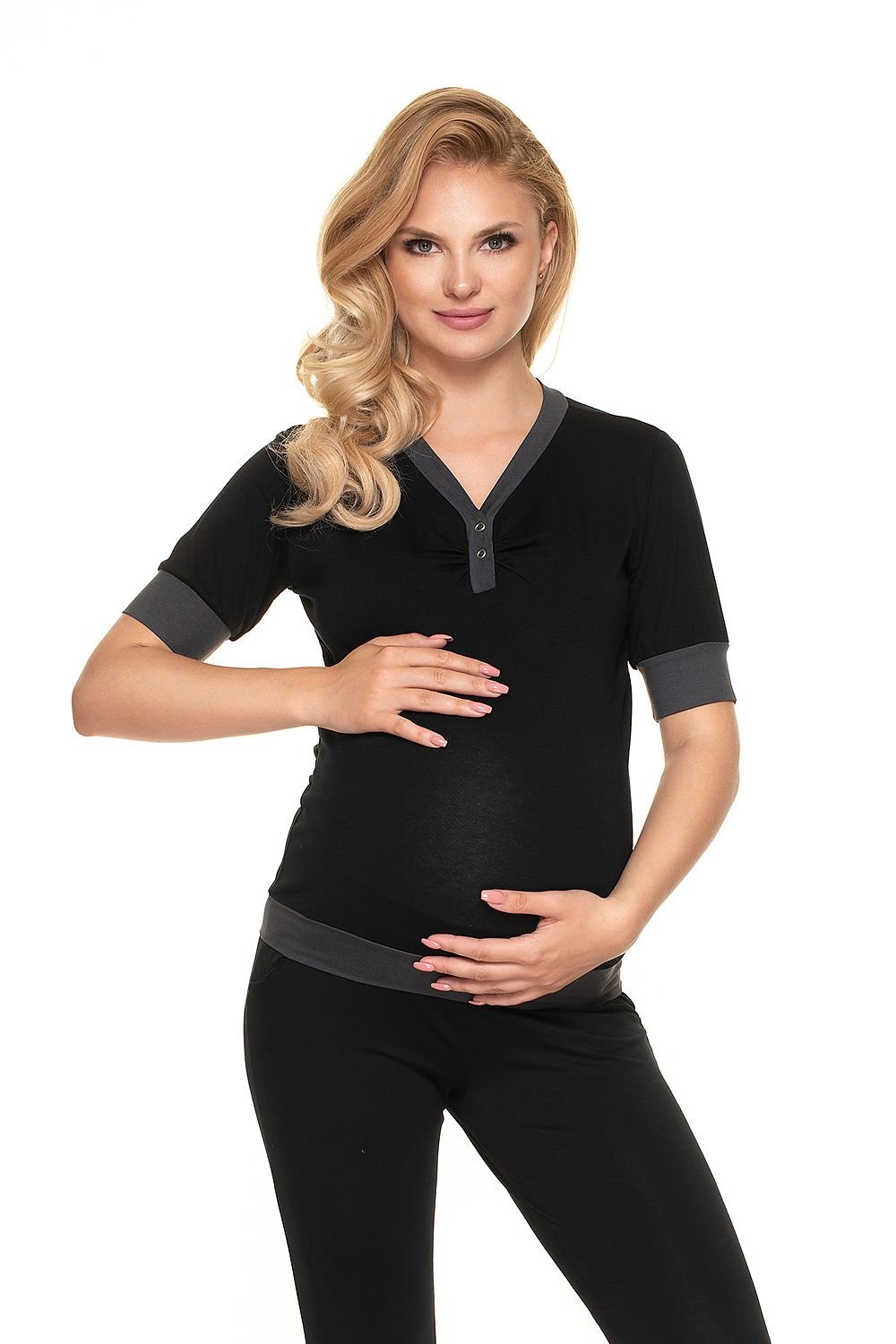 Serenity Nights Pyjamas - PeeKaBoo til dame fra MS StyleHaven, laget av Viskose; Elastan, farge Svart, størrelse S/M, med short; 3-4 ermer, perfekt til casual; dress