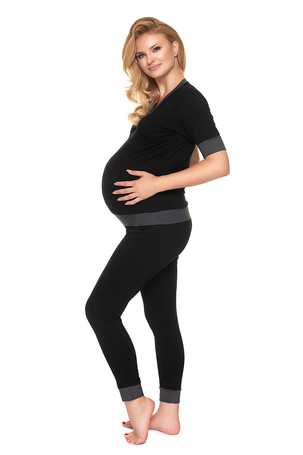 Serenity Nights Pyjamas - PeeKaBoo til dame fra MS StyleHaven, laget av Viskose; Elastan, farge Svart, størrelse L/XL, med short; 3-4 ermer, perfekt til casual; dress