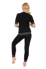 Serenity Nights Pyjamas - PeeKaBoo til dame fra MS StyleHaven, laget av Viskose; Elastan, farge Svart, størrelse XXL, med short; 3-4 ermer, perfekt til casual; dress