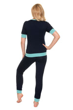 Serenity Nights Pyjamas - PeeKaBoo til dame fra MS StyleHaven, laget av Viskose; Elastan, farge Marineblå, størrelse XXL, med short; 3-4 ermer, perfekt til casual; dress