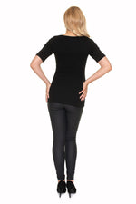 Graceful Layers Bluse - PeeKaBoo til dame fra MS StyleHaven, laget av Elastan; Viskose, farge Svart, størrelse L/XL, med short; 3-4 ermer, perfekt til casual; dress