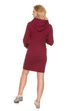 Komfort og elegant hettegenserkjole fra PeeKaBoo til dame fra MS StyleHaven, laget av Bomull; Elastan, farge Rød, størrelse XXL, med 3-4; long ermer, perfekt til casual; dress
