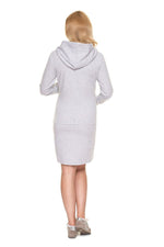 Komfort og elegant hettegenserkjole fra PeeKaBoo til dame fra MS StyleHaven, laget av Bomull; Elastan, farge Grå, størrelse XXL, med 3-4; long ermer, perfekt til casual; dress