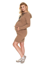 Nurture & Nest-kjole fra PeeKaBoo til dame fra MS StyleHaven, laget av Bomull; Elastan, farge beige, størrelse L/XL, med 3-4; long ermer, perfekt til casual; dress