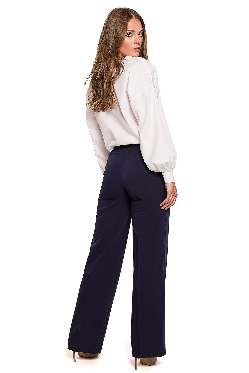 Bukser Makover til dame fra MS StyleHaven, laget av polyester; rayon, farge Marineblå, størrelse M, med long ermer