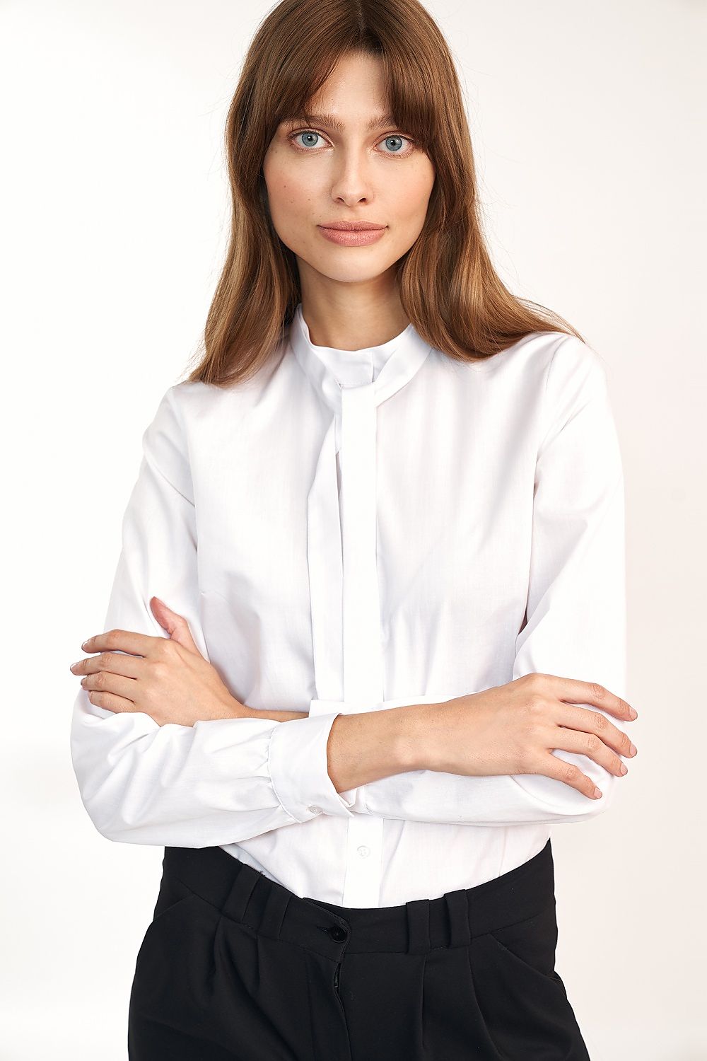 Langermet skjorte Nife til dame fra MS StyleHaven, laget av Bomull; polyester, farge Hvit, størrelse 42, med long ermer, perfekt til casual; dress