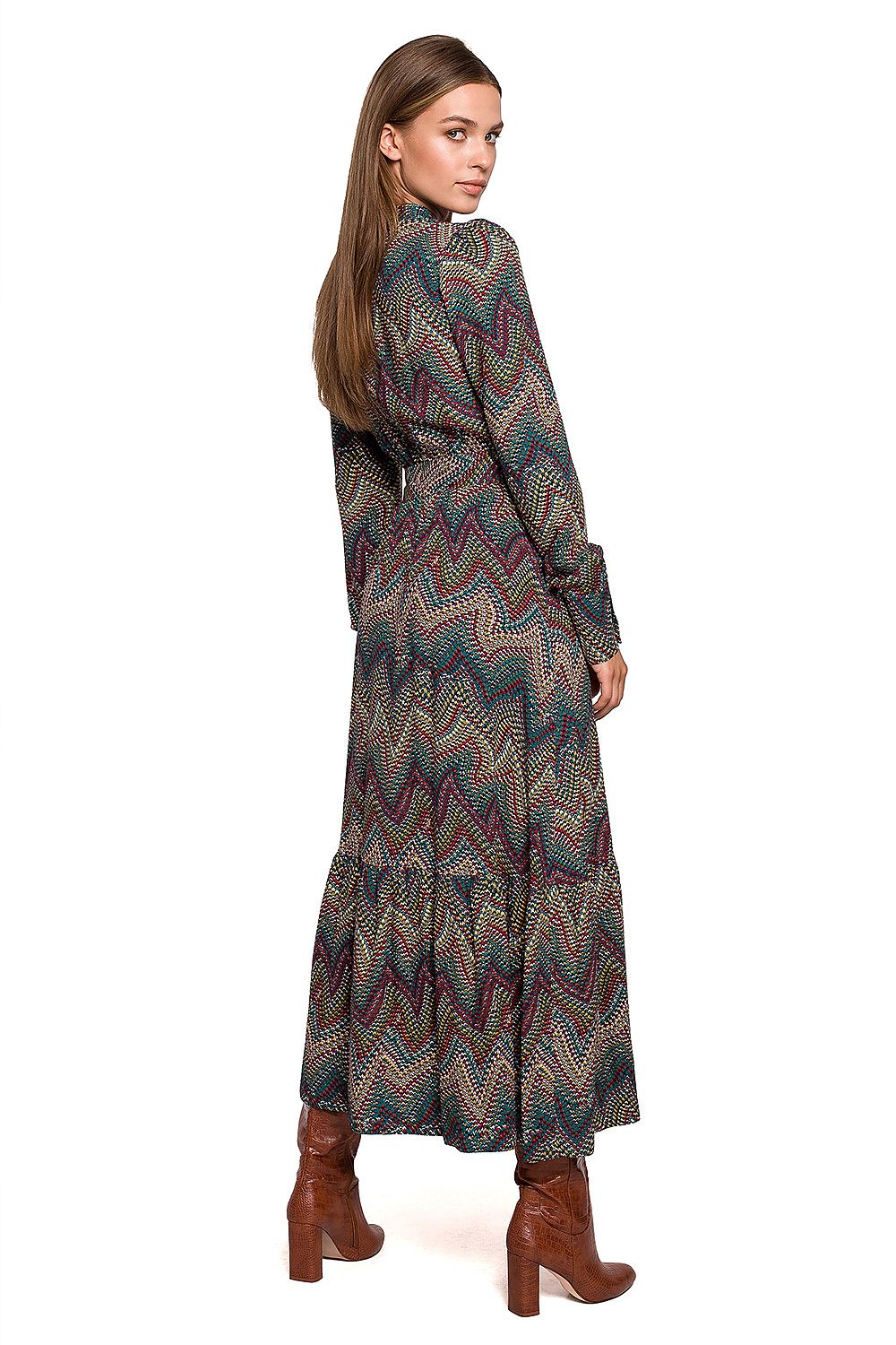 Dagkjole Stylove til dame fra MS StyleHaven, laget av Viskose, farge Flerfarget, størrelse M, med long ermer, perfekt til dress