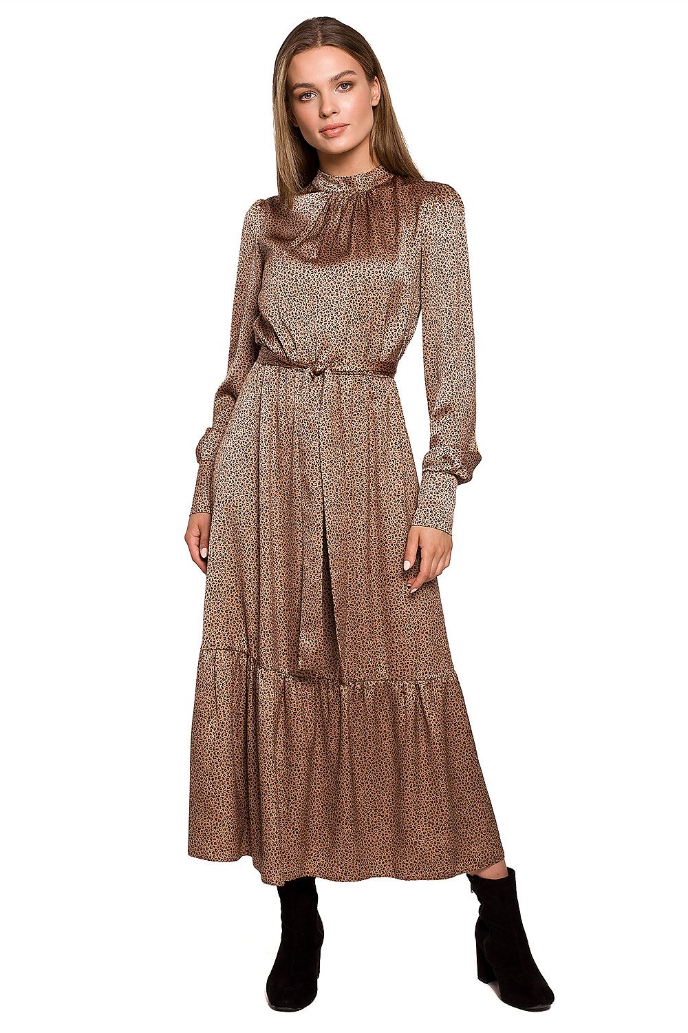 Dagkjole Stylove til dame fra MS StyleHaven, laget av polyester, farge Flerfarget, størrelse s, med long ermer, maxi lengde, kjolestil a-line, perfekt til dress