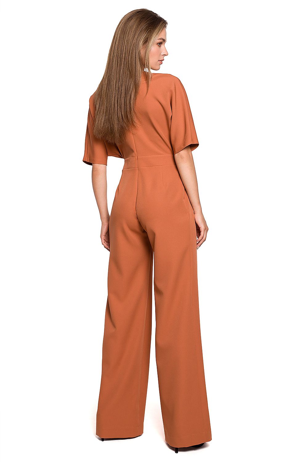 Jumpsuit Stylove til dame fra MS StyleHaven, laget av polyester; Elastan-1, farge Brun, størrelse M, med short; 3-4 ermer, perfekt til dress