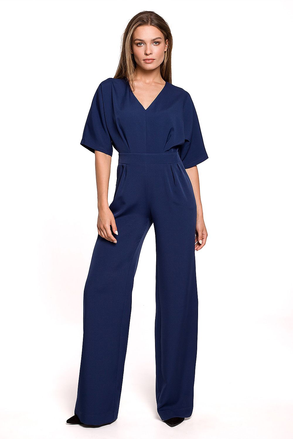 Jumpsuit Stylove til dame fra MS StyleHaven, laget av polyester; Elastan-1, farge Brun, størrelse L, med short; 3-4 ermer, perfekt til dress