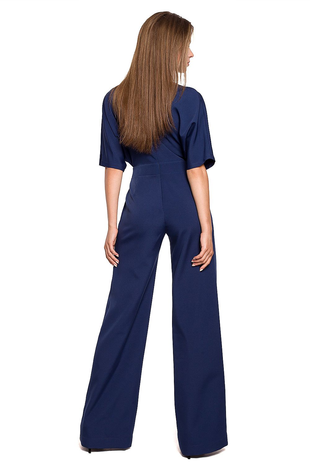 Jumpsuit Stylove til dame fra MS StyleHaven, laget av polyester; Elastan-1, farge Brun, størrelse XL, med short; 3-4 ermer, perfekt til dress