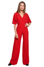 Jumpsuit Stylove til dame fra MS StyleHaven, laget av polyester; Elastan-1, farge Brun, størrelse XXL, med short; 3-4 ermer, perfekt til dress